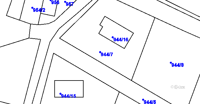 Parcela st. 944/7 v KÚ Podlesí nad Litavkou, Katastrální mapa