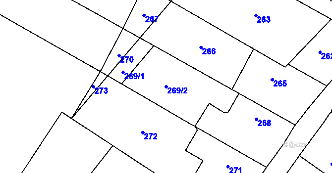 Parcela st. 269/2 v KÚ Podlesí nad Litavkou, Katastrální mapa