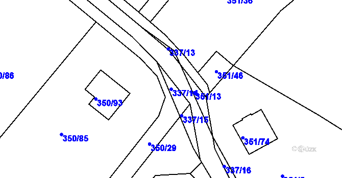 Parcela st. 337/14 v KÚ Podlesí nad Litavkou, Katastrální mapa