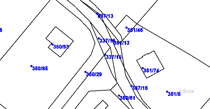 Parcela st. 337/15 v KÚ Podlesí nad Litavkou, Katastrální mapa