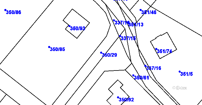Parcela st. 350/29 v KÚ Podlesí nad Litavkou, Katastrální mapa
