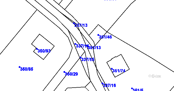 Parcela st. 351/13 v KÚ Podlesí nad Litavkou, Katastrální mapa