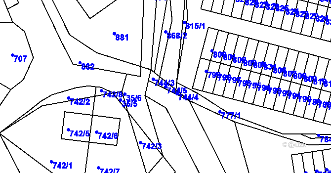 Parcela st. 744/5 v KÚ Podlesí nad Litavkou, Katastrální mapa