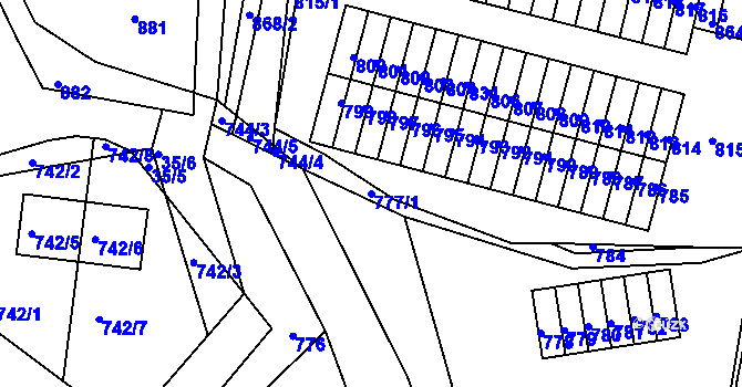 Parcela st. 777/1 v KÚ Podlesí nad Litavkou, Katastrální mapa