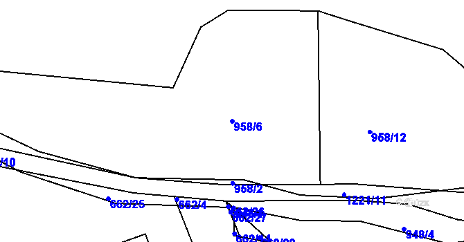 Parcela st. 958/6 v KÚ Podlesí nad Litavkou, Katastrální mapa