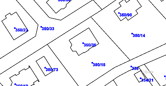 Parcela st. 350/36 v KÚ Podlesí nad Litavkou, Katastrální mapa