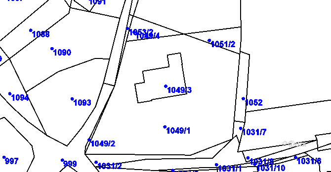 Parcela st. 1049/3 v KÚ Podlesí nad Litavkou, Katastrální mapa