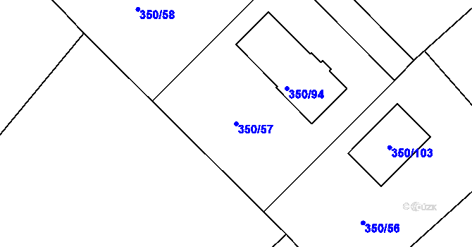 Parcela st. 350/57 v KÚ Podlesí nad Litavkou, Katastrální mapa