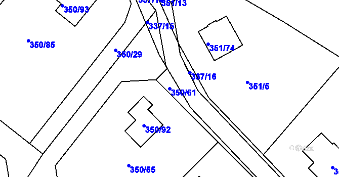 Parcela st. 350/61 v KÚ Podlesí nad Litavkou, Katastrální mapa