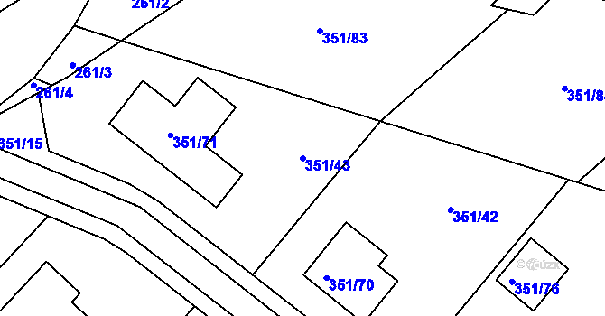 Parcela st. 351/43 v KÚ Podlesí nad Litavkou, Katastrální mapa