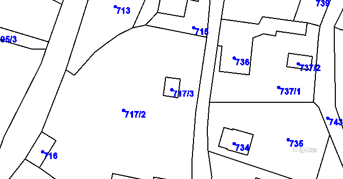 Parcela st. 717/3 v KÚ Podlesí nad Litavkou, Katastrální mapa