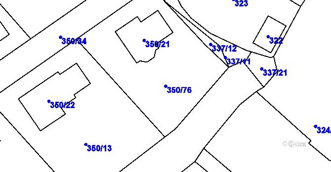 Parcela st. 350/76 v KÚ Podlesí nad Litavkou, Katastrální mapa
