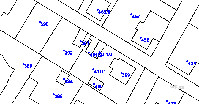Parcela st. 401/3 v KÚ Podlesí nad Litavkou, Katastrální mapa