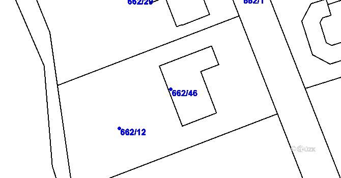 Parcela st. 662/46 v KÚ Podlesí nad Litavkou, Katastrální mapa