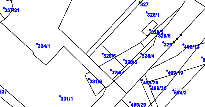 Parcela st. 328/6 v KÚ Podlesí nad Litavkou, Katastrální mapa