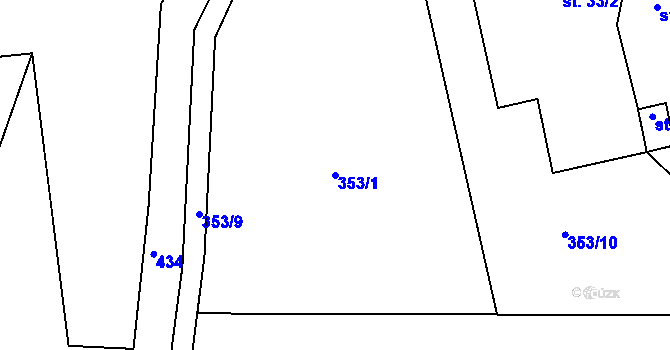 Parcela st. 353/1 v KÚ Němčí, Katastrální mapa