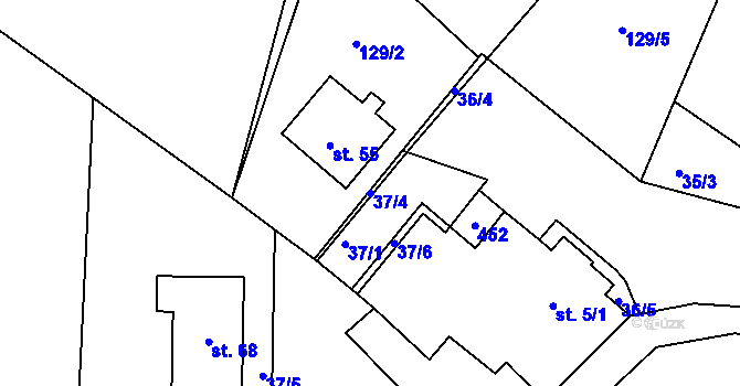 Parcela st. 37/4 v KÚ Němčí, Katastrální mapa