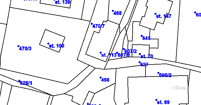 Parcela st. 113 v KÚ Turov, Katastrální mapa