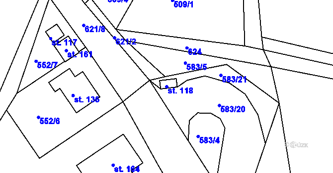 Parcela st. 118 v KÚ Turov, Katastrální mapa