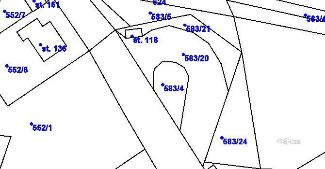 Parcela st. 583/4 v KÚ Turov, Katastrální mapa