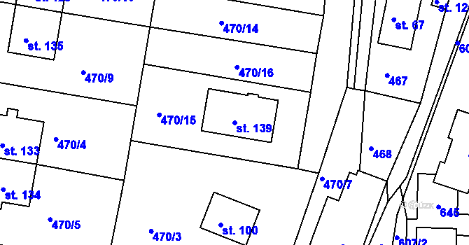 Parcela st. 139 v KÚ Turov, Katastrální mapa