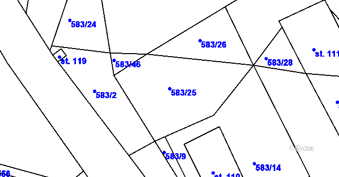 Parcela st. 583/25 v KÚ Turov, Katastrální mapa