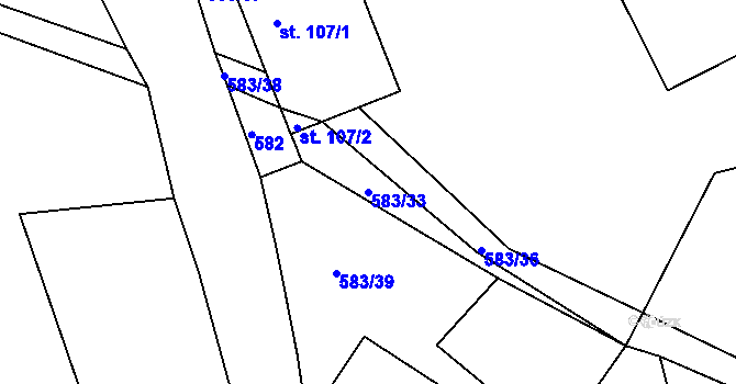 Parcela st. 583/33 v KÚ Turov, Katastrální mapa