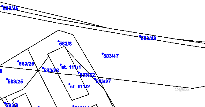 Parcela st. 583/47 v KÚ Turov, Katastrální mapa