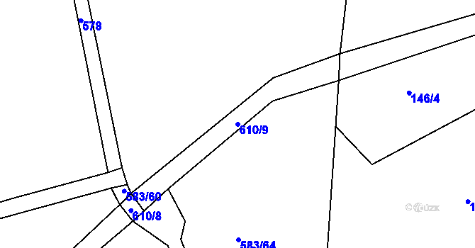 Parcela st. 610/9 v KÚ Turov, Katastrální mapa