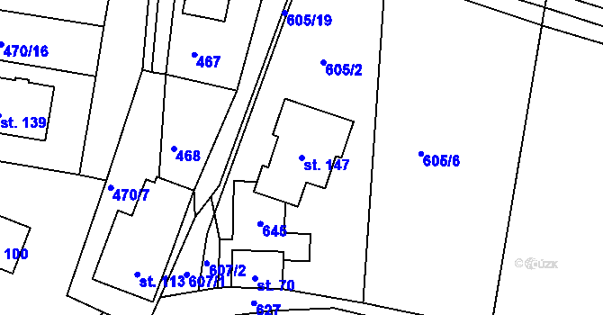 Parcela st. 147 v KÚ Turov, Katastrální mapa