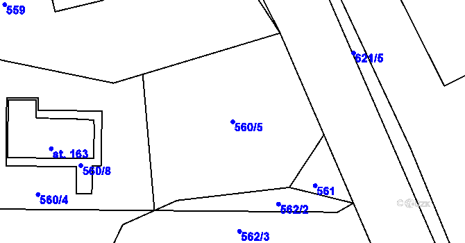 Parcela st. 560/5 v KÚ Turov, Katastrální mapa
