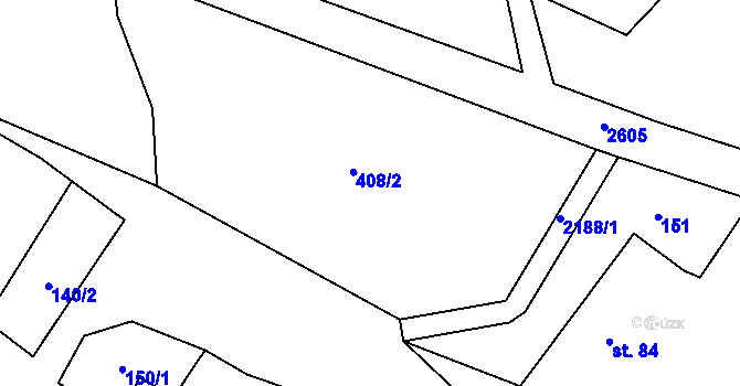 Parcela st. 408/2 v KÚ Podlesí nad Odrou, Katastrální mapa