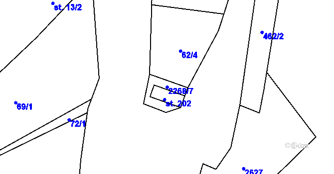 Parcela st. 2268/7 v KÚ Podlesí nad Odrou, Katastrální mapa