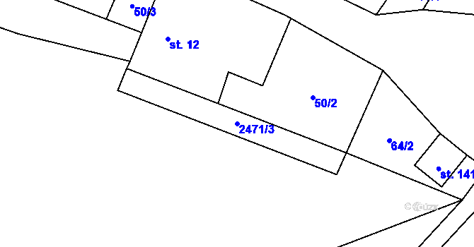 Parcela st. 2471/3 v KÚ Podlesí nad Odrou, Katastrální mapa