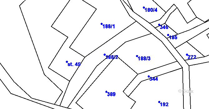 Parcela st. 188/2 v KÚ Křivá Voda, Katastrální mapa