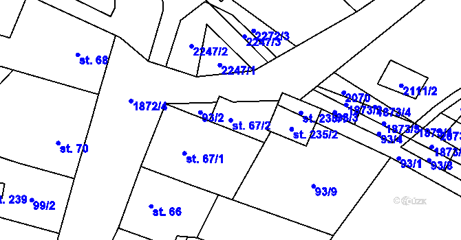 Parcela st. 67/2 v KÚ Podlesí-město, Katastrální mapa
