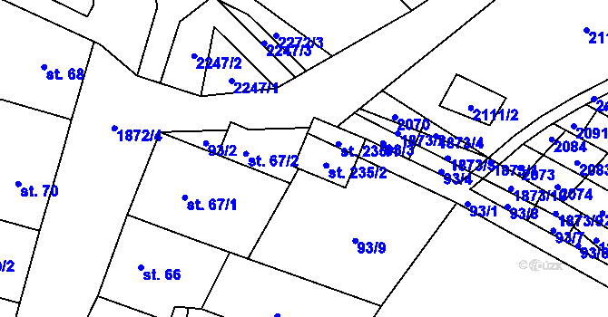Parcela st. 235 v KÚ Podlesí-město, Katastrální mapa