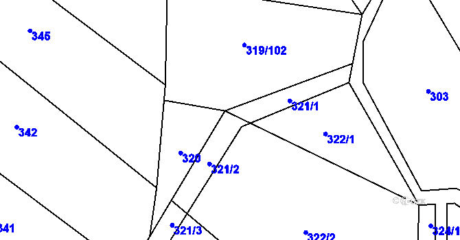 Parcela st. 321 v KÚ Podlesí-město, Katastrální mapa