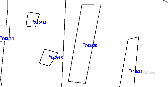 Parcela st. 742/20 v KÚ Podlesí-město, Katastrální mapa