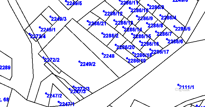 Parcela st. 2248 v KÚ Podlesí-město, Katastrální mapa
