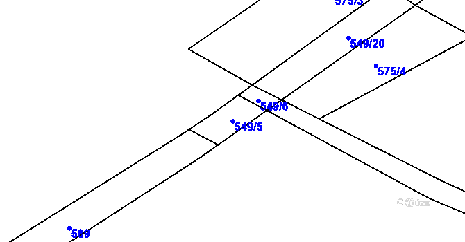 Parcela st. 549/5 v KÚ Podlesí-město, Katastrální mapa