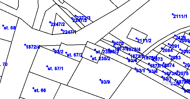 Parcela st. 235/1 v KÚ Podlesí-město, Katastrální mapa