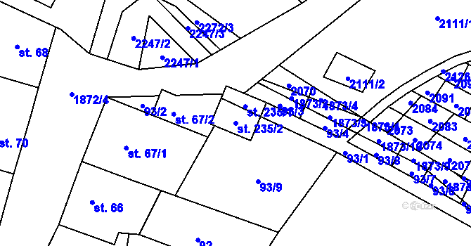 Parcela st. 235/2 v KÚ Podlesí-město, Katastrální mapa