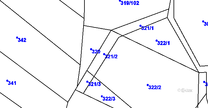 Parcela st. 321/2 v KÚ Podlesí-město, Katastrální mapa