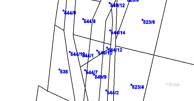 Parcela st. 549/10 v KÚ Podlesí-město, Katastrální mapa