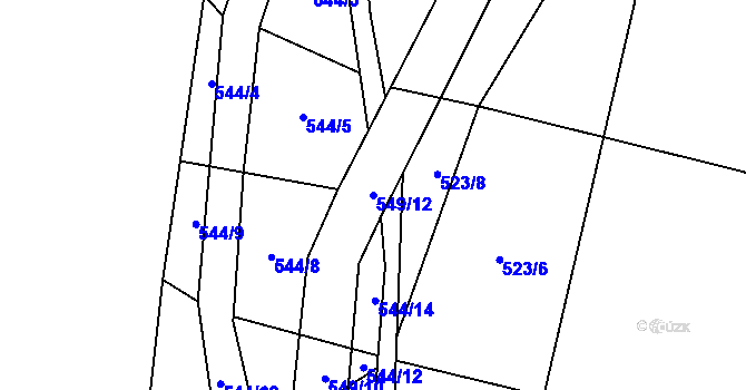 Parcela st. 549/12 v KÚ Podlesí-město, Katastrální mapa