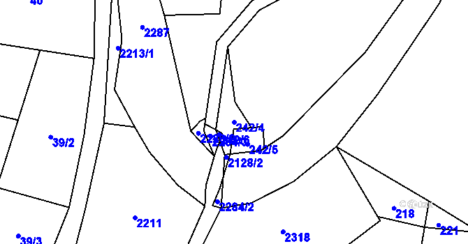Parcela st. 242/4 v KÚ Podlesí-město, Katastrální mapa