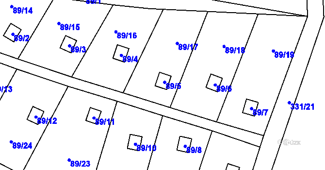 Parcela st. 89/5 v KÚ Brňov, Katastrální mapa