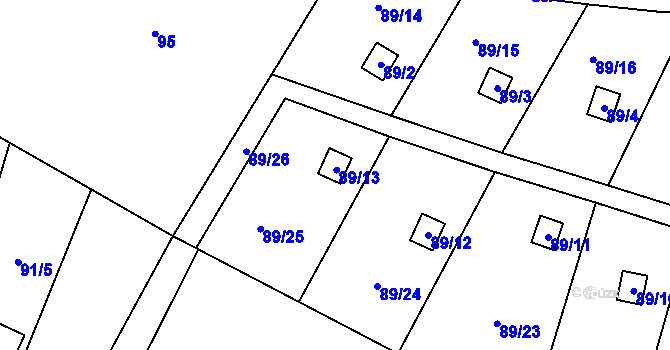 Parcela st. 89/13 v KÚ Brňov, Katastrální mapa