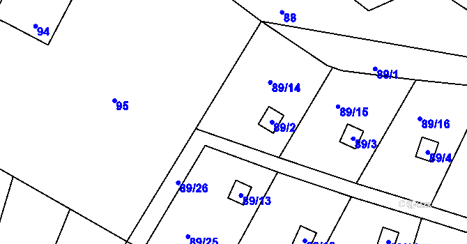 Parcela st. 89/14 v KÚ Brňov, Katastrální mapa
